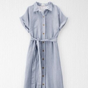 100% cotton blue and white striped dress